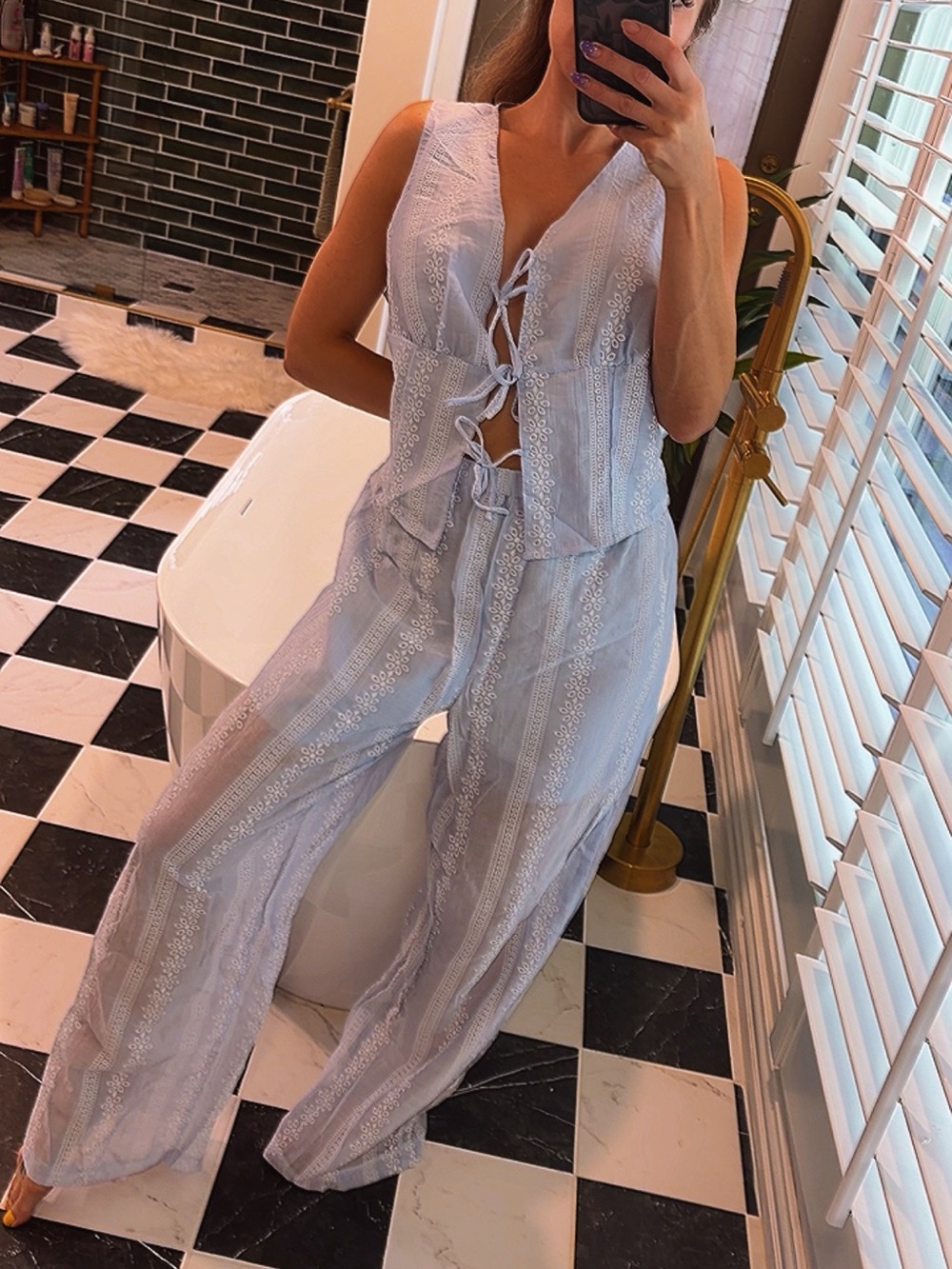 Light Blue two piece pants set